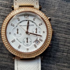 MK Michael kors White Watch with rose gold face